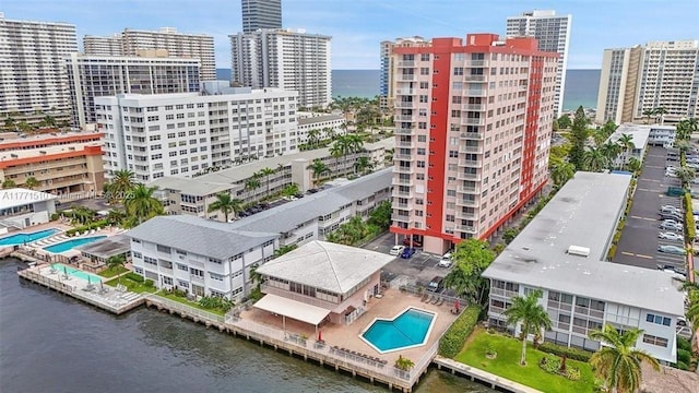 3161 S Ocean Dr Unit 708, Hallandale Beach, FL 33009 - aerial view featuring a water view and a city view