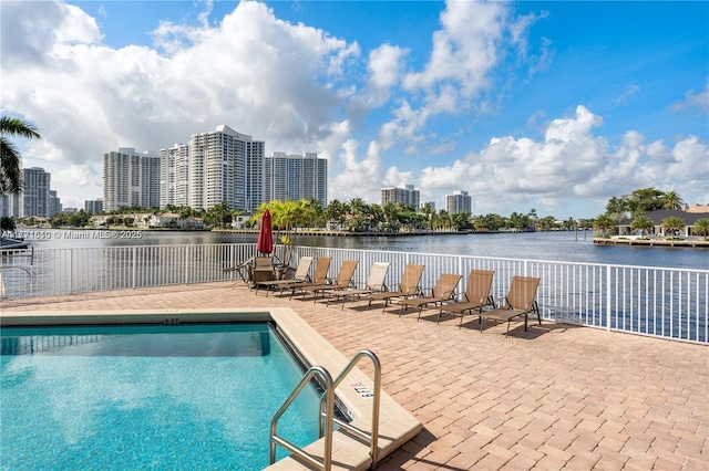 3161 S Ocean Dr Unit 708, Hallandale Beach, FL 33009 - pool featuring a water view, a view of city, and a patio area
