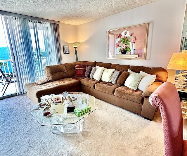 3161 S Ocean Dr Unit 708, Hallandale Beach, FL 33009 - carpeted living area with a textured ceiling