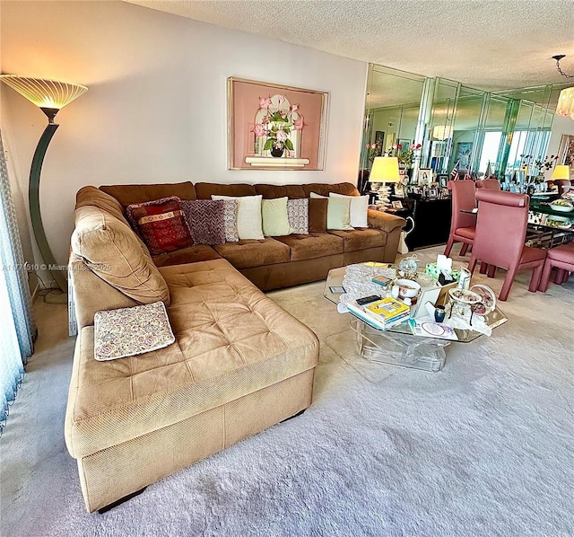 3161 S Ocean Dr Unit 708, Hallandale Beach, FL 33009 - living area with carpet flooring and a textured ceiling