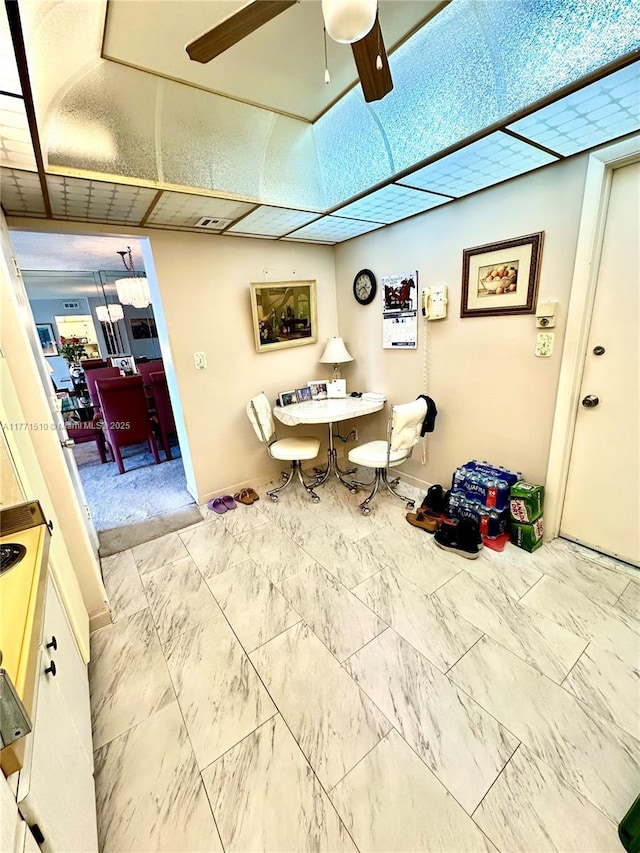 3161 S Ocean Dr Unit 708, Hallandale Beach, FL 33009 - interior space with marble finish floor and a ceiling fan