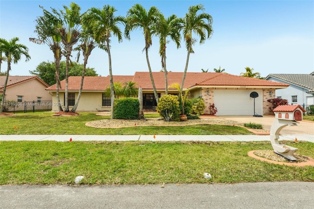 19460 NW 8th St, Pembroke Pines, FL 33029 - ranch-style home featuring a tile roof, an attached garage, concrete driveway, and stucco siding