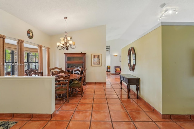 19460 NW 8th St, Pembroke Pines, FL 33029 - tiled dining area with a chandelier and lofted ceiling