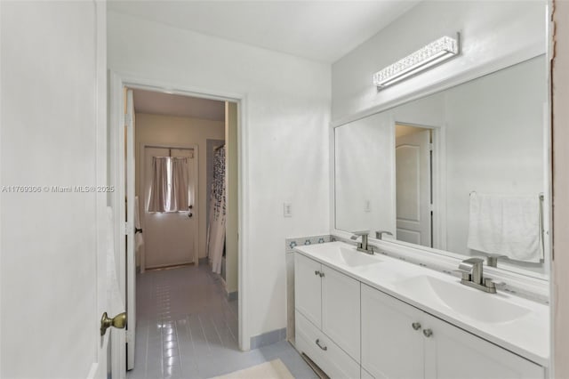 19460 NW 8th St, Pembroke Pines, FL 33029 - full bathroom featuring tile patterned floors, double vanity, and baseboards