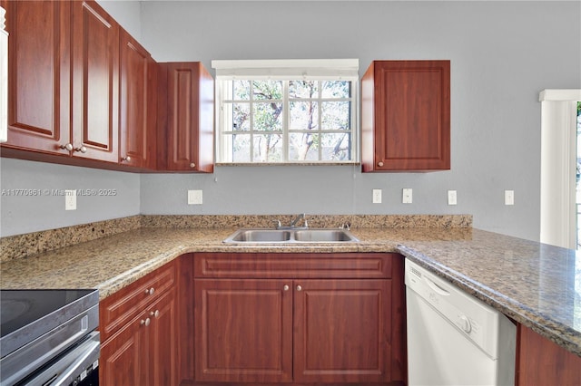 374 NE 26th Ave Unit 203, Homestead, FL 33033 - kitchen featuring white dishwasher, a sink, light countertops, and stainless steel electric stove