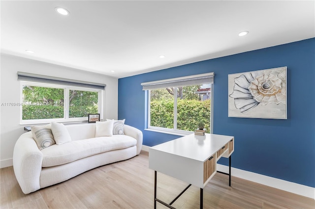 3291 SW 16th Ln, Miami, FL 33145 - living area with baseboards, wood finished floors, and recessed lighting