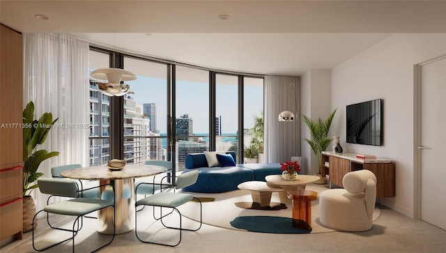 690 SW 1st Ave Unit 1102, Miami, FL 33130 - living area with baseboards and floor to ceiling windows