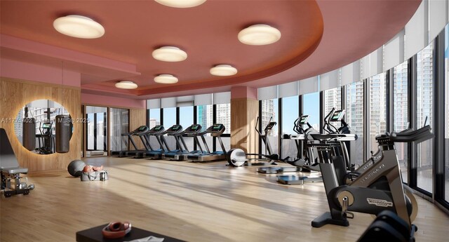 690 SW 1st Ave Unit 2301, Miami, FL 33130 - exercise room with wood finished floors