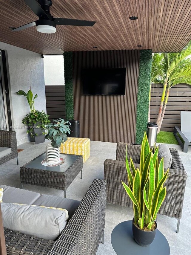 8868 NW 161st Ter, Miami Lakes, FL 33018 - view of patio with outdoor lounge area and a ceiling fan