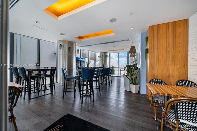 1100 Biscayne Blvd Unit 4901, Miami, FL 33132 - dining space featuring wood finished floors and a wall of windows