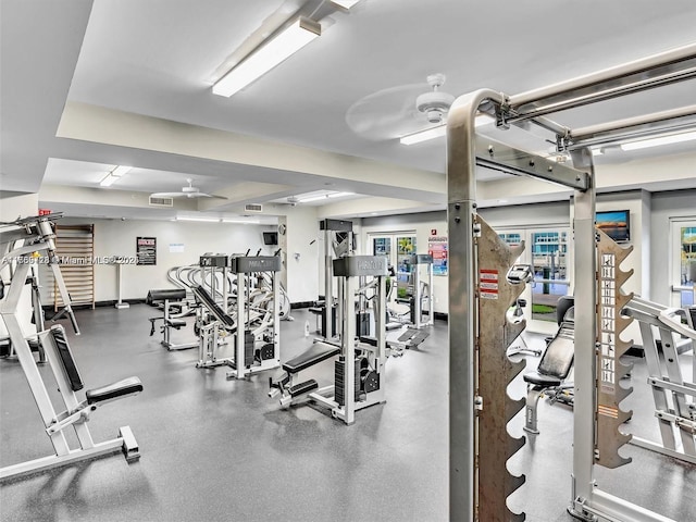 3001 NE 185th St Unit 418, Aventura, FL 33180 - gym featuring a ceiling fan and healthy amount of natural light