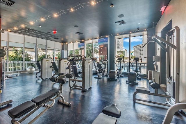 2600 E Hallandale Beach Blvd Unit T1001, Hallandale Beach, FL 33009 - gym with a wall of windows