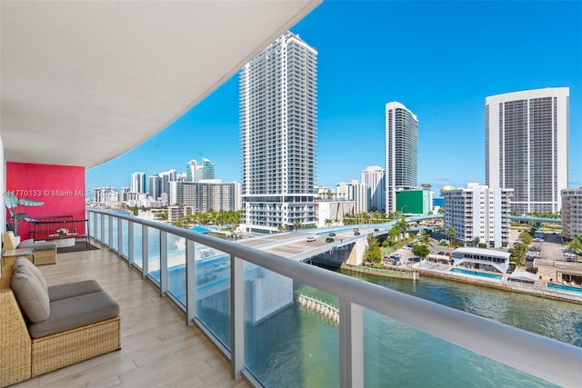 2600 E Hallandale Beach Blvd Unit T1001, Hallandale Beach, FL 33009 - balcony with a skyline view and a water view