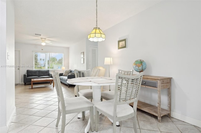 4499 NW 18th Ave, Oakland Park, FL 33309 - dining area featuring light tile patterned floors, ceiling fan, and baseboards