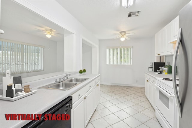 4499 NW 18th Ave, Oakland Park, FL 33309 - kitchen featuring a ceiling fan, a sink, white range with electric stovetop, and light countertops