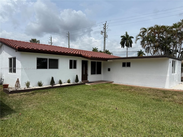 326 N 32nd Ave, Hollywood, FL 33021 - back of property featuring stucco siding, a lawn, and a tile roof
