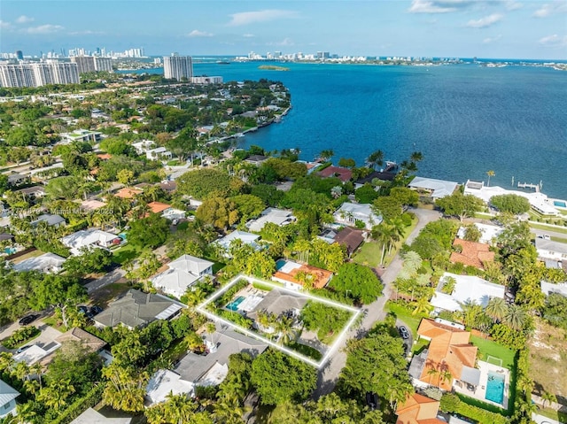 1259 NE 98th St, Miami Shores, FL 33138 - drone / aerial view with a view of city, a residential view, and a water view