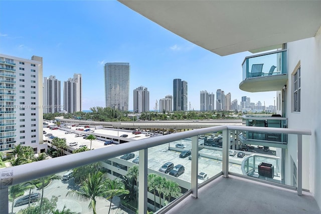 balcony with a view of city