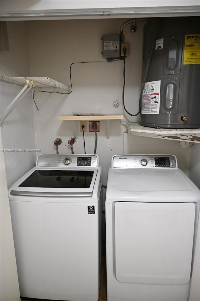 1170 N Hiatus Rd Unit 1170, Pembroke Pines, FL 33026 - laundry area with water heater and washer and dryer