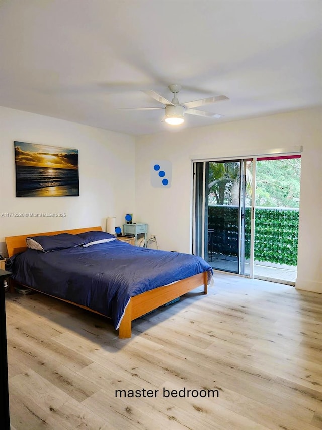 575 NW 98th Ave, Plantation, FL 33324 - bedroom featuring access to outside, wood finished floors, and a ceiling fan