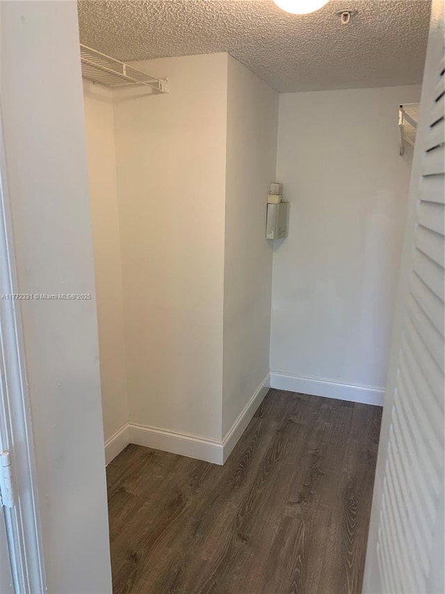 spacious closet with dark wood-style floors