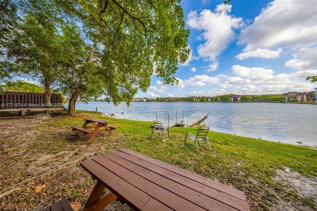 property view of water featuring a dock