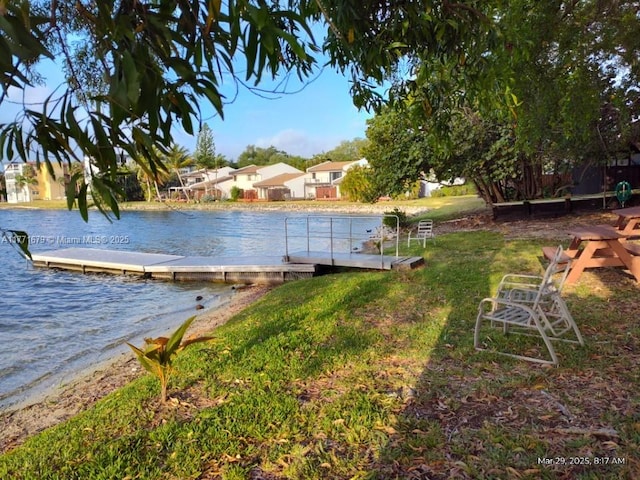 dock area featuring a water view