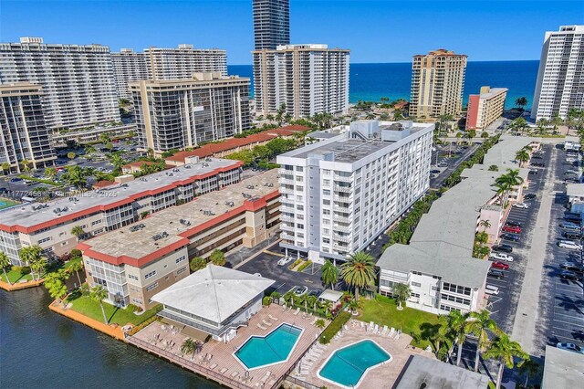 3113 S Ocean Dr Unit 410, Hallandale Beach, FL 33009 - birds eye view of property featuring a water view and a city view