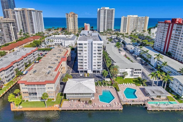 3113 S Ocean Dr Unit 410, Hallandale Beach, FL 33009 - drone / aerial view with a water view and a city view