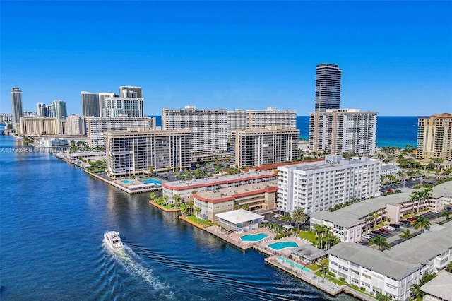 3113 S Ocean Dr Unit 410, Hallandale Beach, FL 33009 - drone / aerial view with a water view and a city view