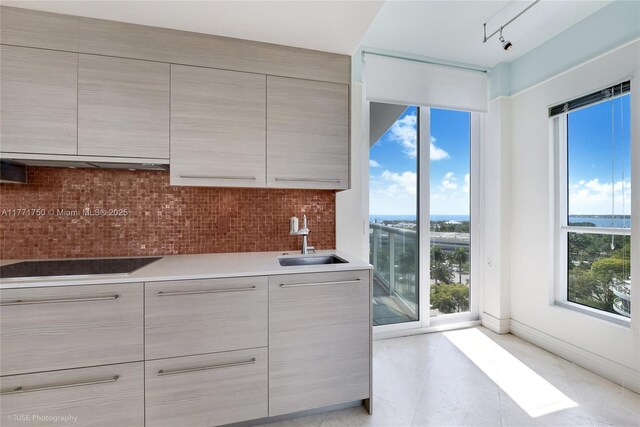 2645 S Bayshore Dr Unit 902, Miami, FL 33133 - kitchen featuring modern cabinets, gray cabinetry, and black electric stovetop