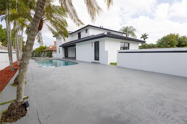 view of pool with fence, a patio, and a fenced in pool