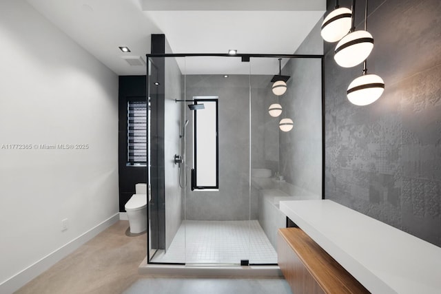 2421 NE 199th St, Miami, FL 33180 - full bath featuring toilet, finished concrete flooring, a stall shower, and baseboards