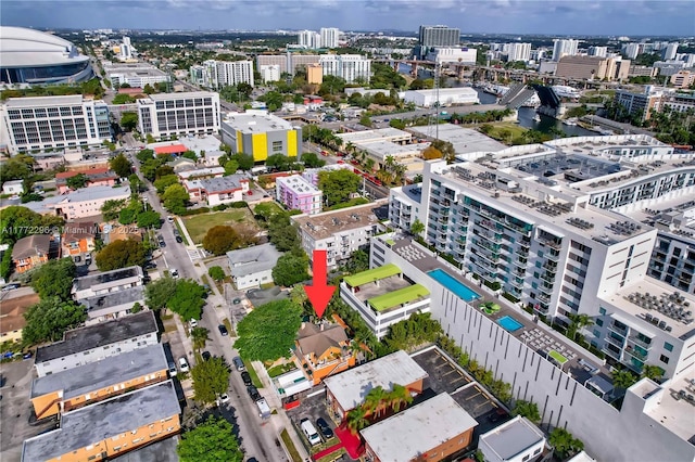 drone / aerial view featuring a view of city
