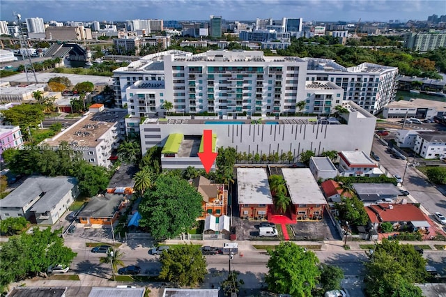aerial view featuring a city view