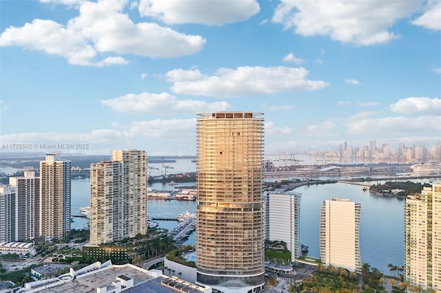 view of city with a water view