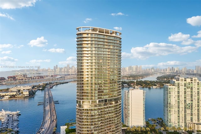 property view of water with a view of city