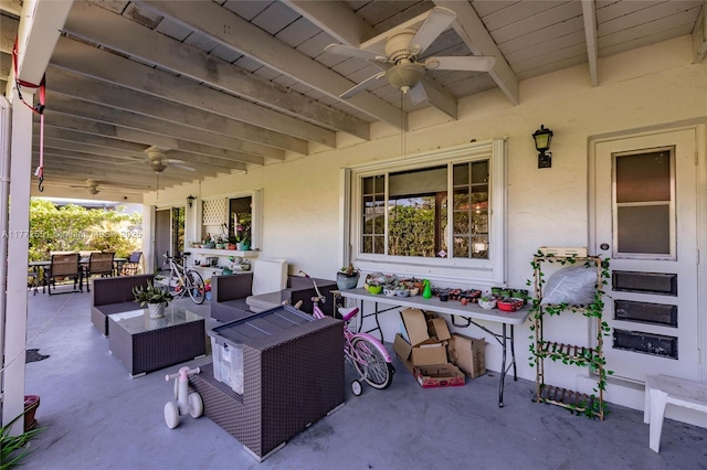 view of patio / terrace featuring an outdoor living space and outdoor dining area