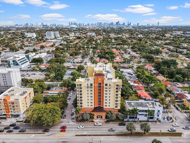 drone / aerial view featuring a city view