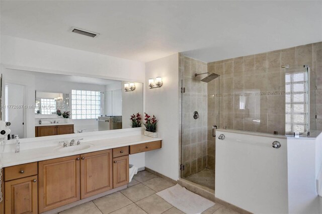721 Ranch Rd, Weston, FL 33326 - bathroom featuring a stall shower, vanity, and tile patterned floors