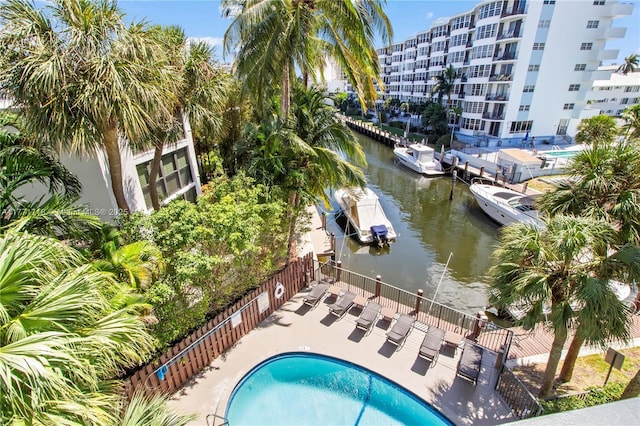 4800 Bayview Dr Unit 402, Fort Lauderdale, FL 33308 - pool featuring a water view and a patio