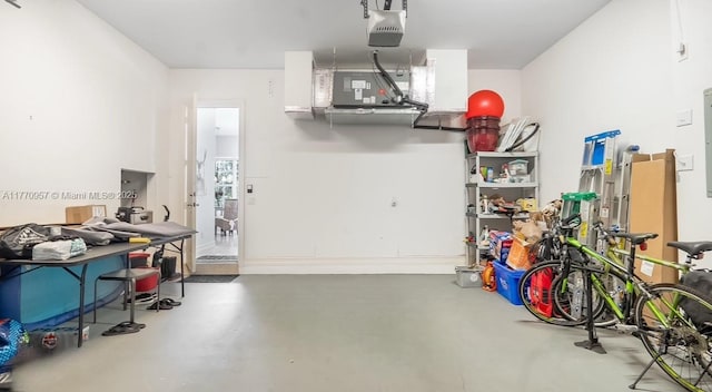 garage with a garage door opener