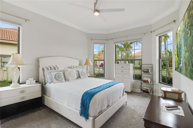11812 S Cantal Cir S, Parkland, FL 33076 - carpeted bedroom featuring ceiling fan and ornamental molding