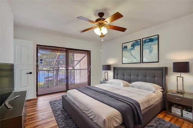 2030 Bayberry Dr Unit 2030, Pembroke Pines, FL 33024 - bedroom featuring access to exterior, wood finished floors, and a ceiling fan
