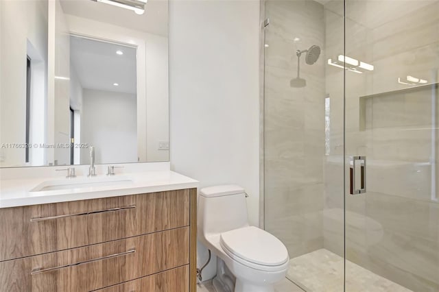 1419 N Lakeside Dr, Lake Worth, FL 33460 - full bathroom with toilet, a shower stall, and vanity