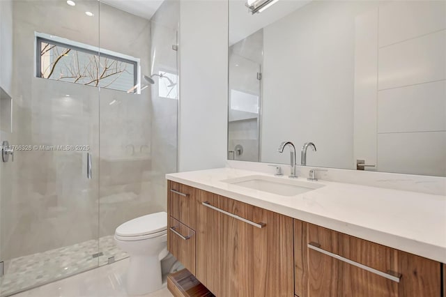 1419 N Lakeside Dr, Lake Worth, FL 33460 - bathroom with a stall shower, vanity, and toilet