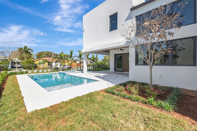 1419 N Lakeside Dr, Lake Worth, FL 33460 - view of pool with a ceiling fan, a patio, and a pool with connected hot tub