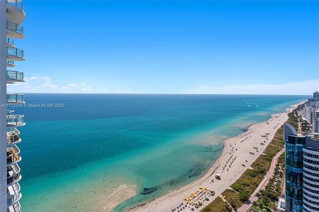 property view of water with a beach view