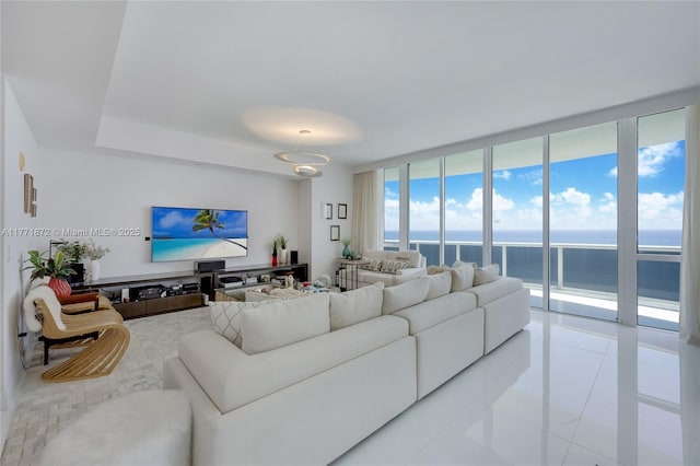 15811 Collins Ave Unit 2101, Sunny Isles Beach, FL 33160 - living room featuring tile patterned flooring and floor to ceiling windows