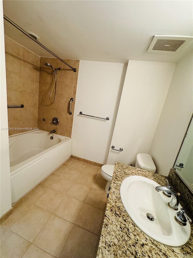 19501 W Country Club Dr Unit 1006, Aventura, FL 33180 - bathroom featuring toilet, tile patterned flooring, baseboards, visible vents, and shower / bath combination